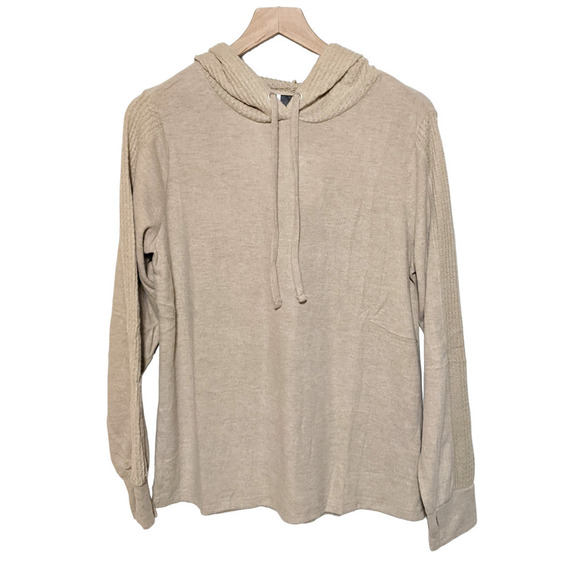 2Liv Womens Long Sleeve Soft Hoodie Sweatshirt Size L Oatmeal Heather Beige NWT - Picture 1 of 4